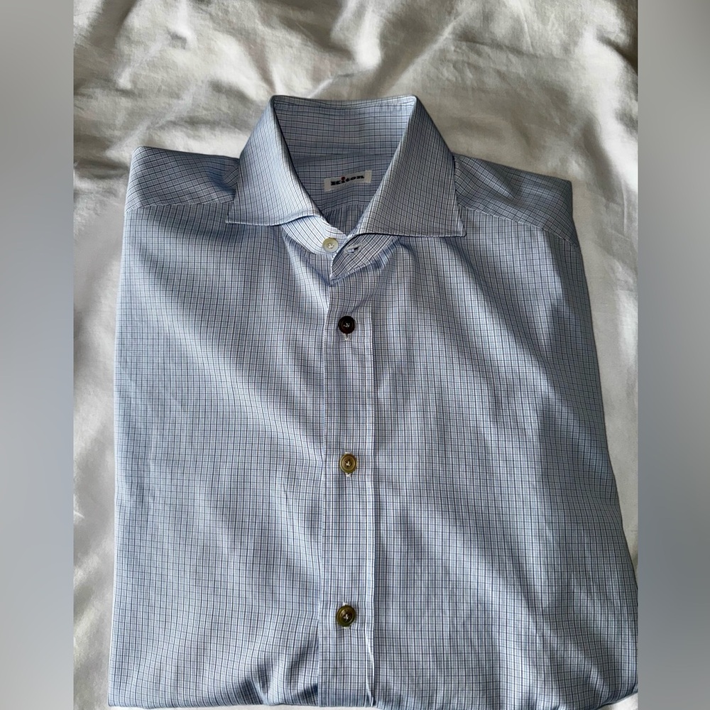 Kiton Plaid Dress Shirt 16.5/42